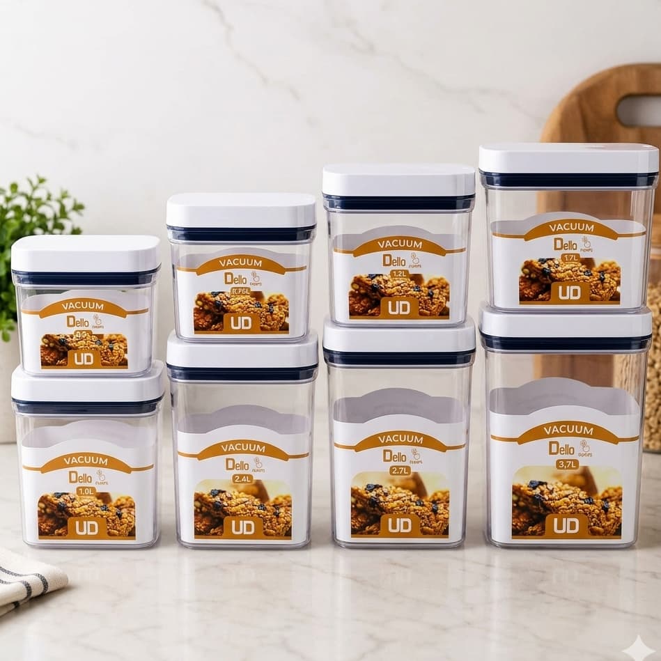 Coleção 8 Potes Herméticos Automático a Vácuo Dello Vacuum Pumps – A Coleção Completa