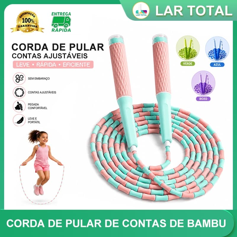 Corda de Pular Ajustável Segmentada Macia para Crianças Adultos Estudantes Treino Esportivo