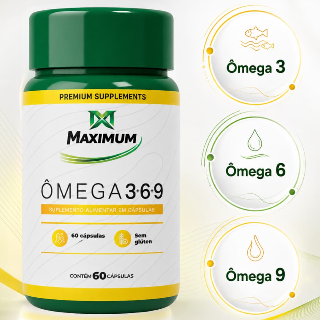 Ômega 3 6 9 Maximum 60 Cápsulas Sem Glúten Suplemento Alimentar