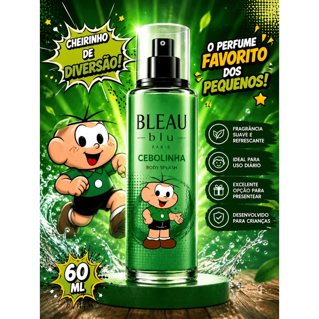 Deo Colônia Infantil Cebolinha 60ml Perfume Menino Fragrância Suave e Refrescante
