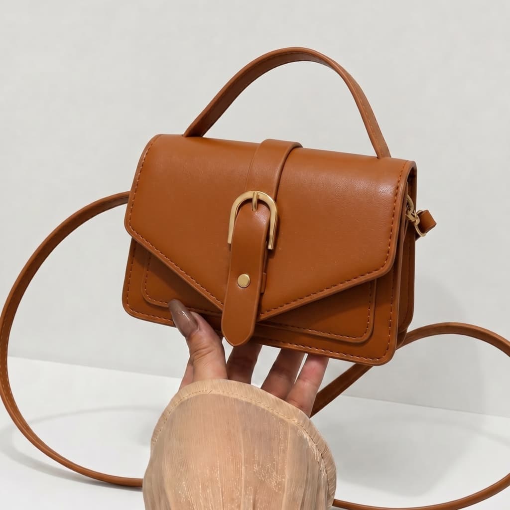 Bolsa Feminina Pequena Estruturada com Alça Regulável e Removível para Uso Transversal e Mão