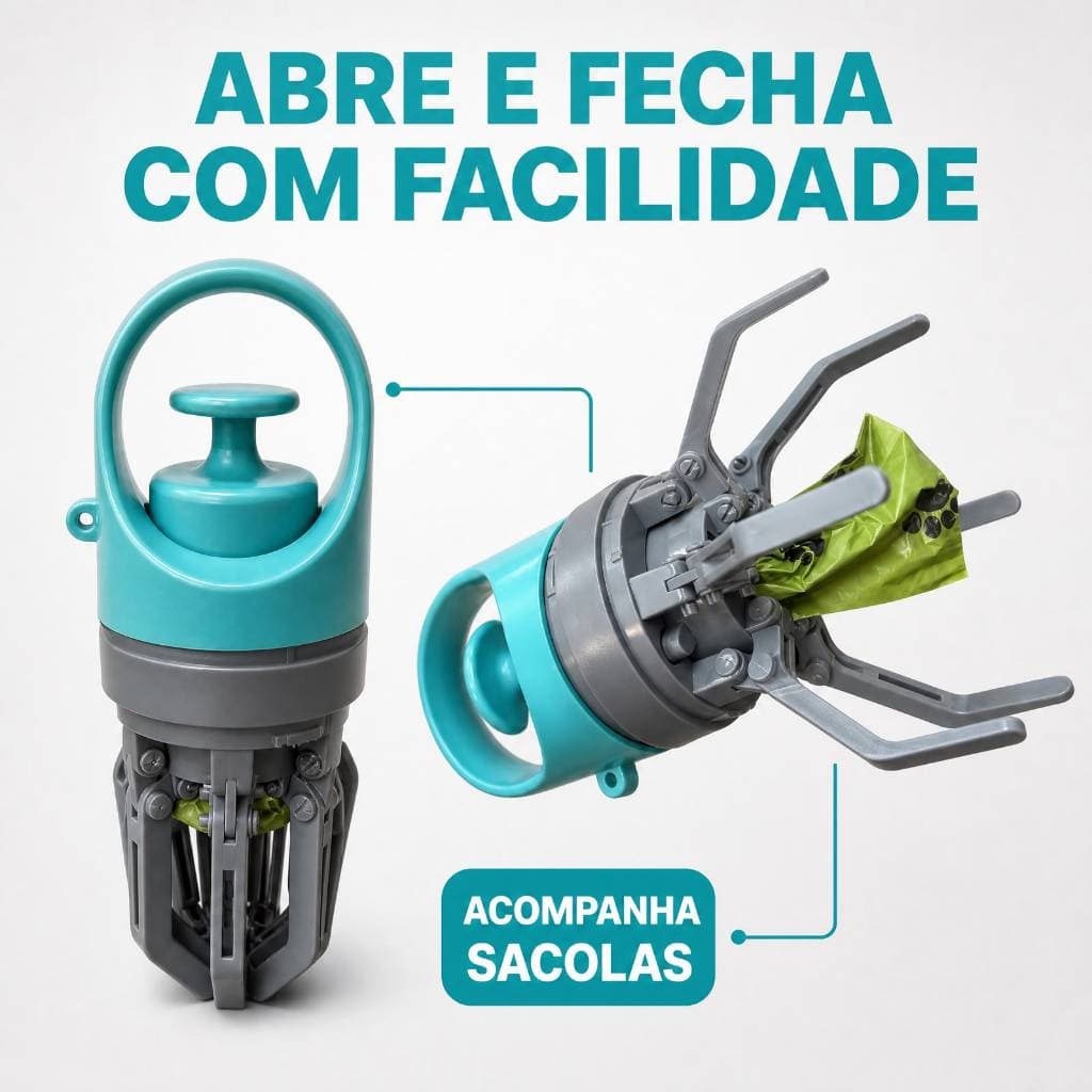 Coletor e Pegador de Fezes Portátil para Pets Prático, Leve e Com Sacos de Lixo Incluso