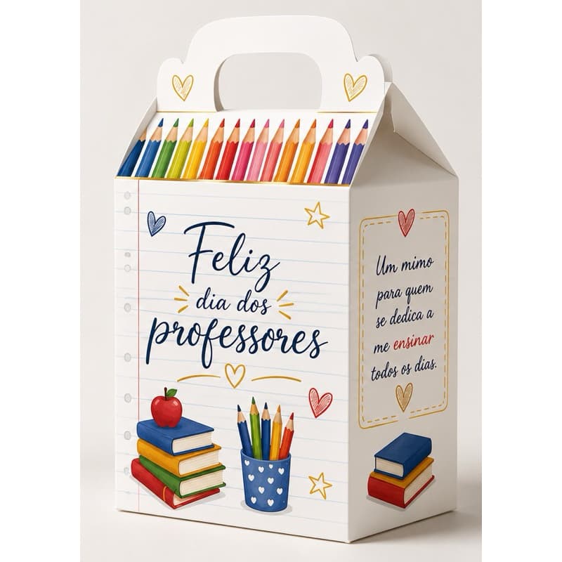 kit 10 caixa lembrancinha  dia dos professores - presente para dia dos professores - caixas Pegue e Monte decorada