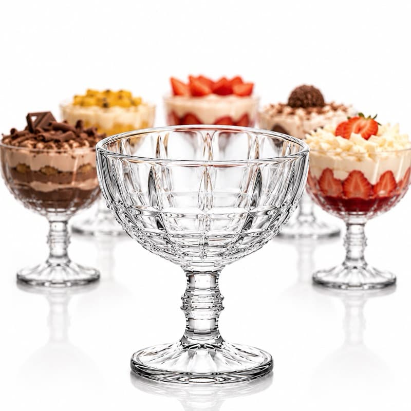 Jogo Kit Taças Sobremesa 240ml Vidro Conjunto Transparente para Sorvete Doces Bowl