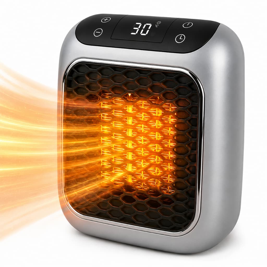 Mini Aquecedor Elétrico Portátil Digital 110V com controle remoto, Display e Timer