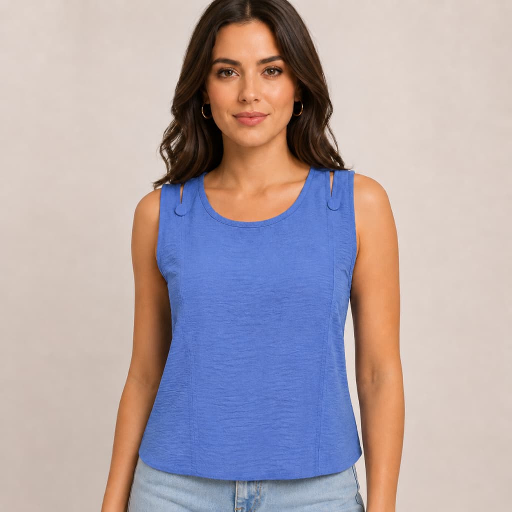 Blusa Regata Feminina Alça Larga Tecido Duna Premiun