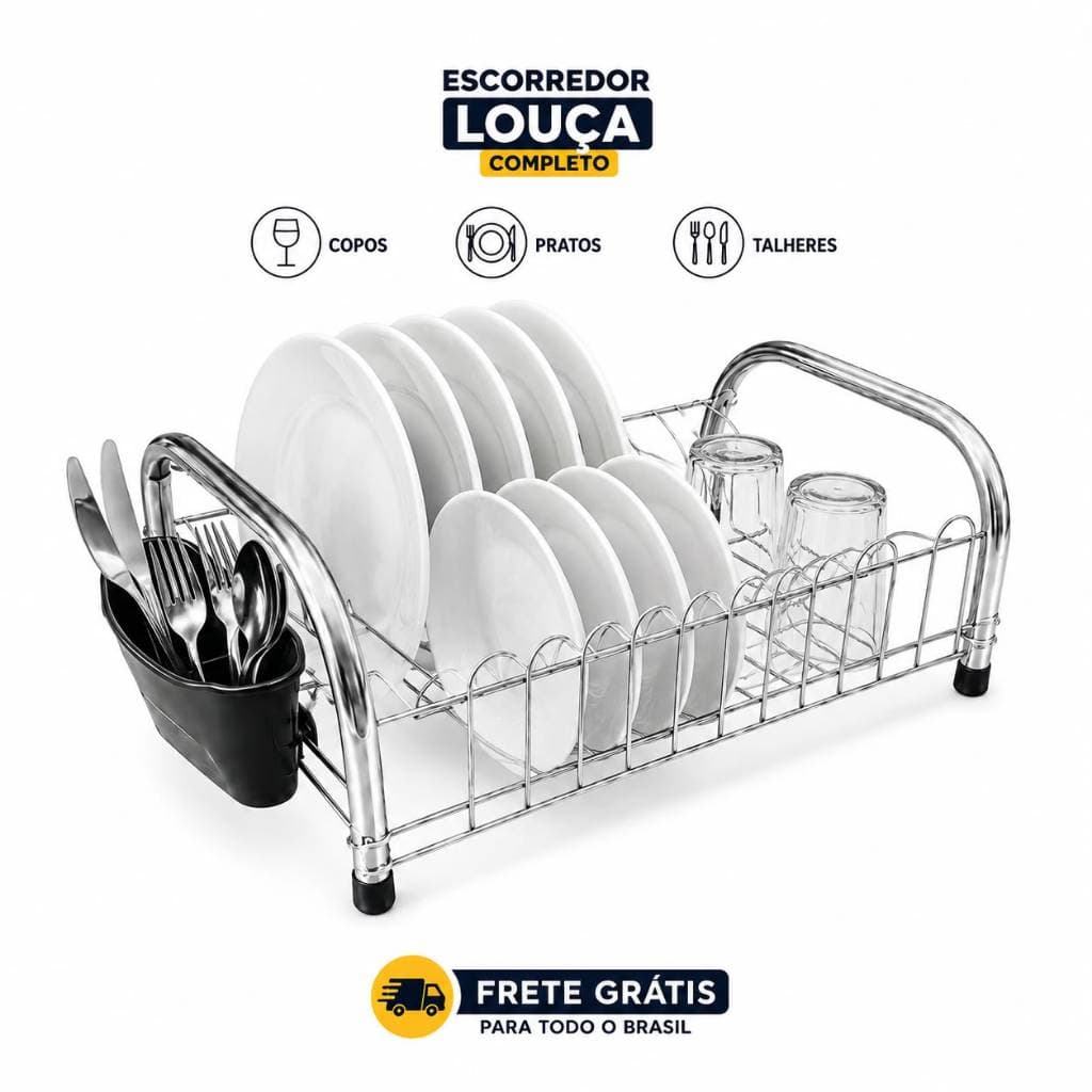 Escorredor de Louça cama inox completo