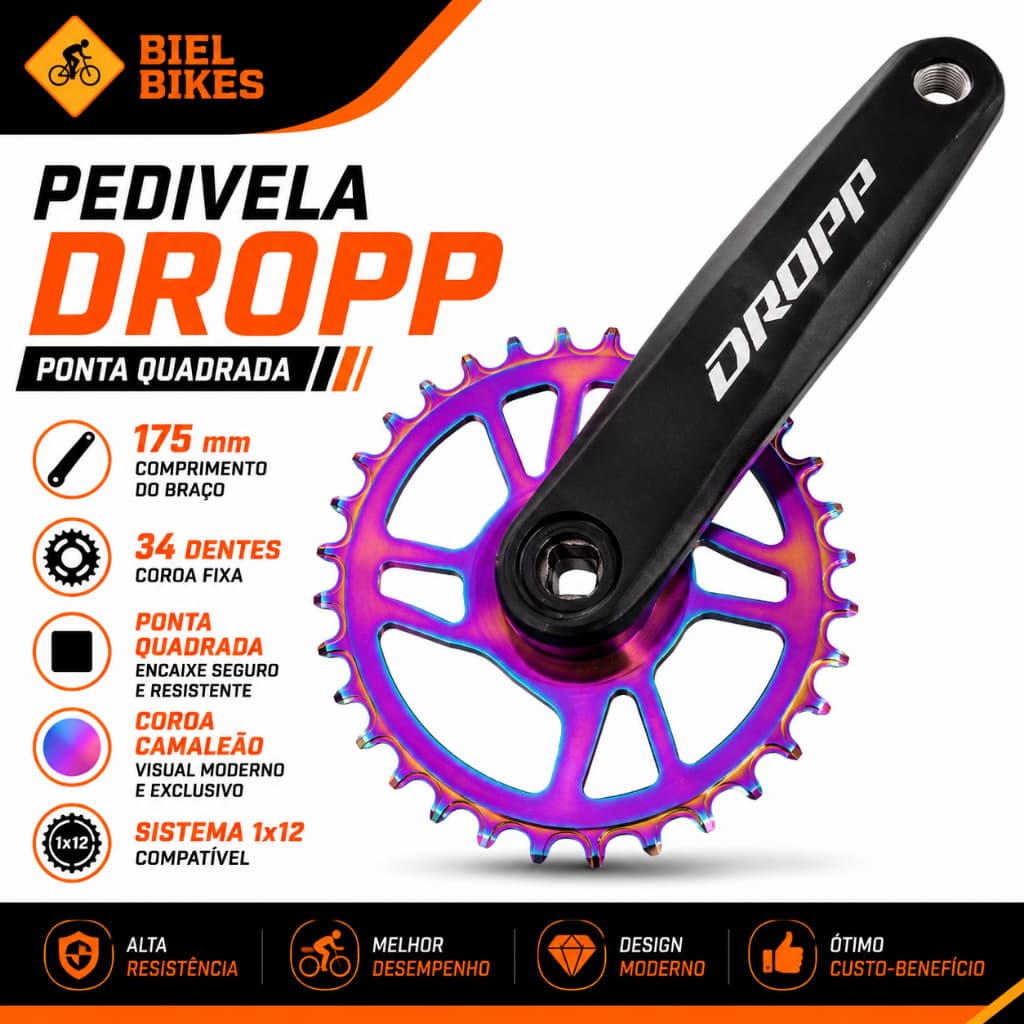 Pedivela Dropp Ponta Quadrada Preto/camaleao 175mm 34d