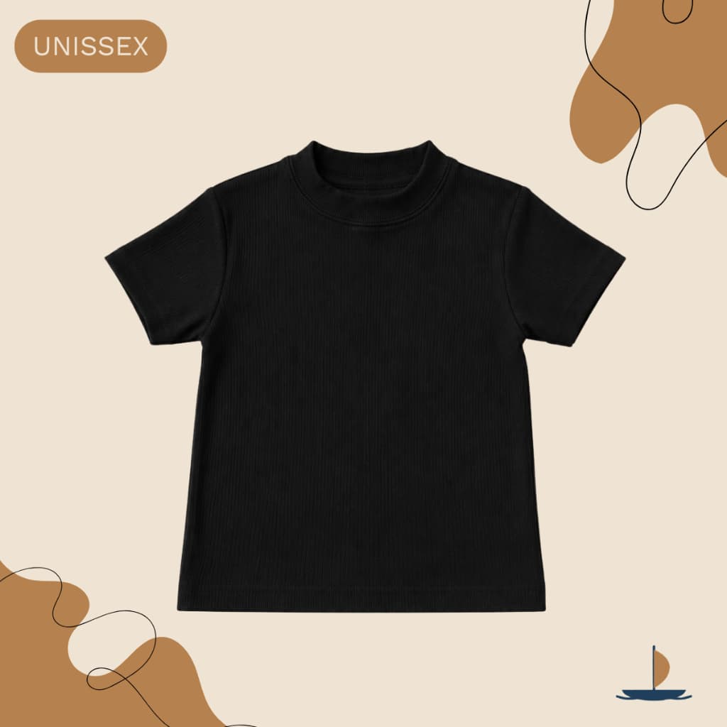 Camiseta Básica Lisa Infantil Texturizada Manga Curta Gola Redonda Canelada Unissex Moda Verão