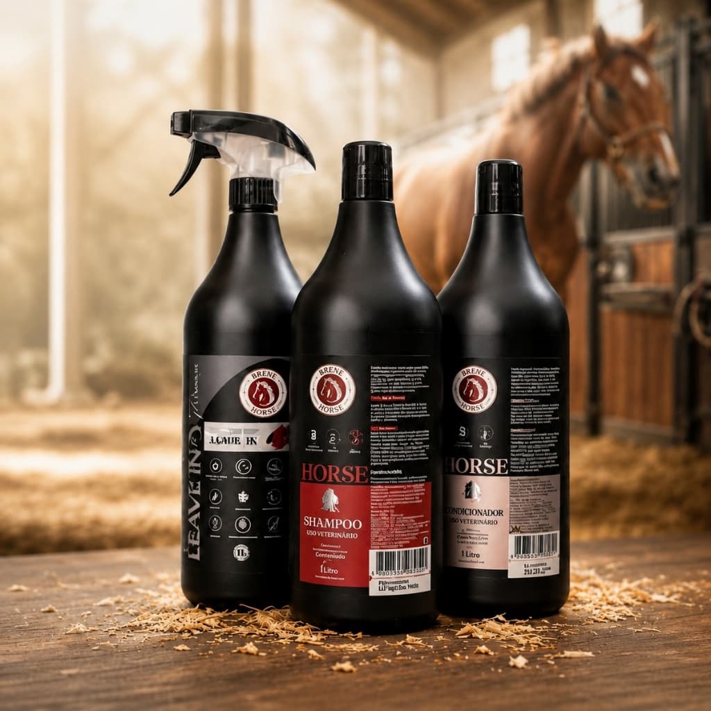 Kit Brene Horse Shampoo, Condicionador E Leave-in 1l Para Cavalo