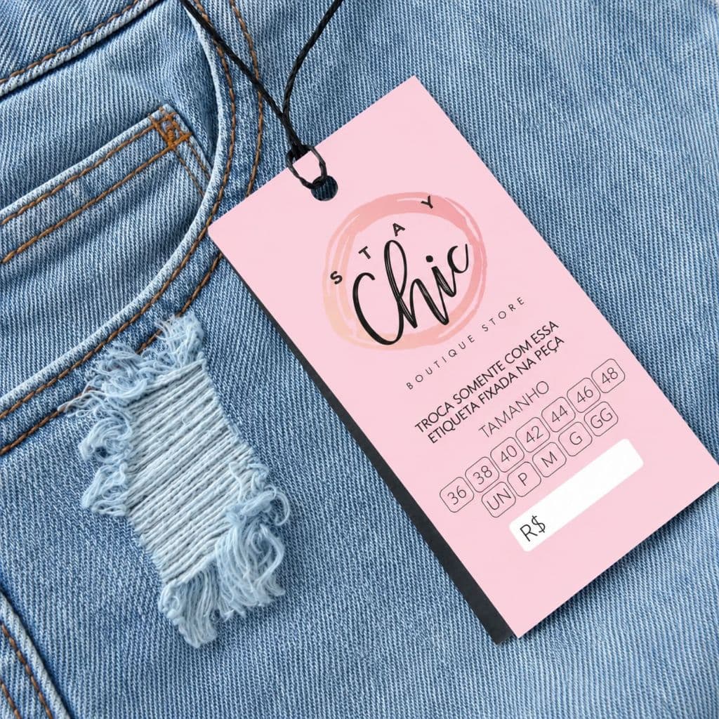1000 etiquetas tags de roupa personalizada Frente