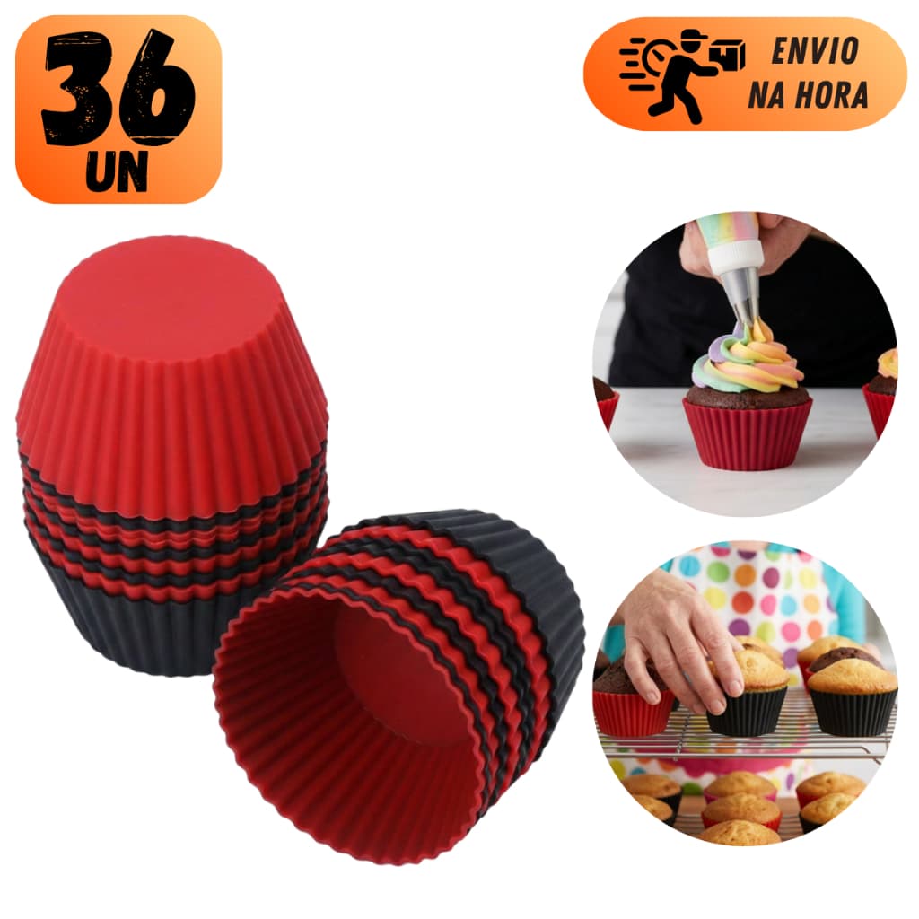 CONJUNTO FORMINHAS DE SILICONE REDONDA PARA CUPCAKE MUFFINS ASSAR BOLOS FORMA ASSADEIRA PUDIM