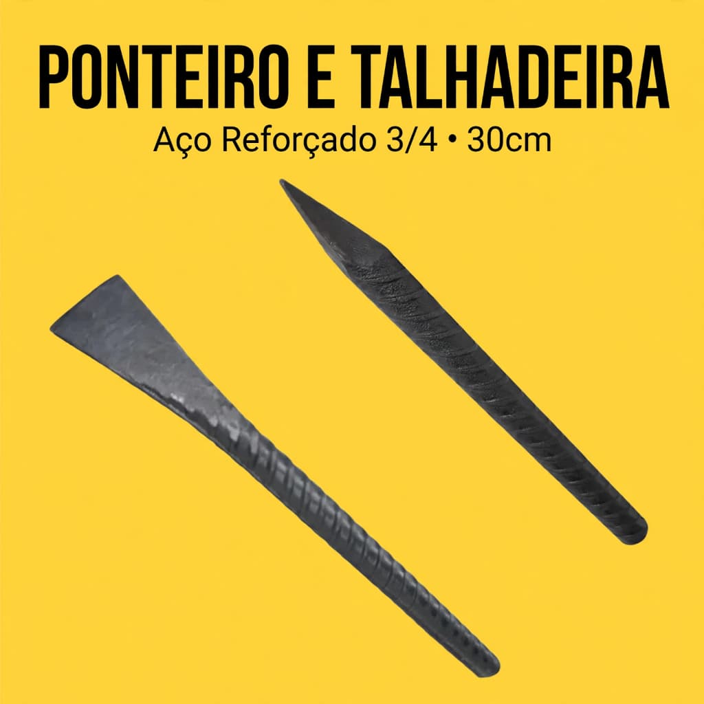 Kit talhadeira e ponteiro Aço Torcido Pesado 3/4 x 30cm