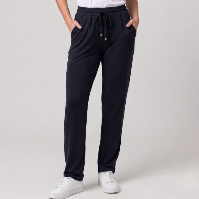 Calça Reta Feminina Cintura Alta Com Bolso Viscolycra Confortável Gestante Soltinha Pijama