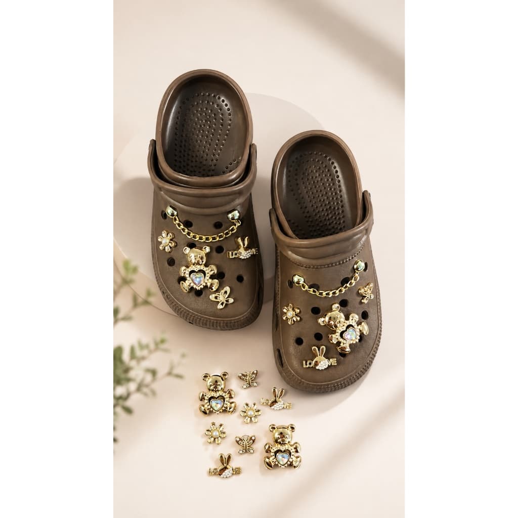 Babuche Feminino EVA Urso Leve Confortavel Antiderrapante Com Acessorios Decorativos Sandalia Casual Macia
