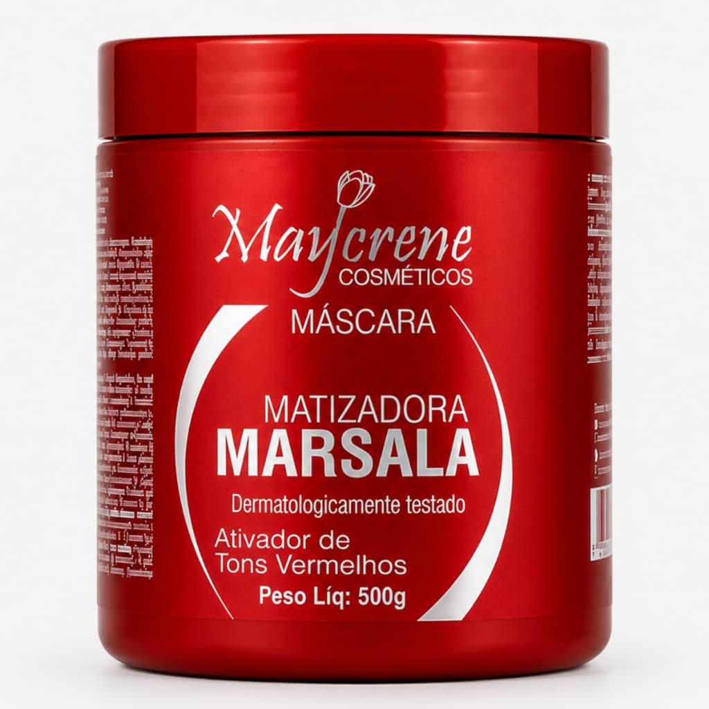 Máscara matizadora Marsala 500g Cabelo Vermelho Realça tons Avermelhados Hidratação Brilho Maycrene