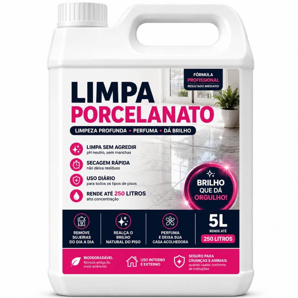 Limpa Porcelanato 5L Profissional Com Aroma Limpa Pisos Delicados Nao Mancha