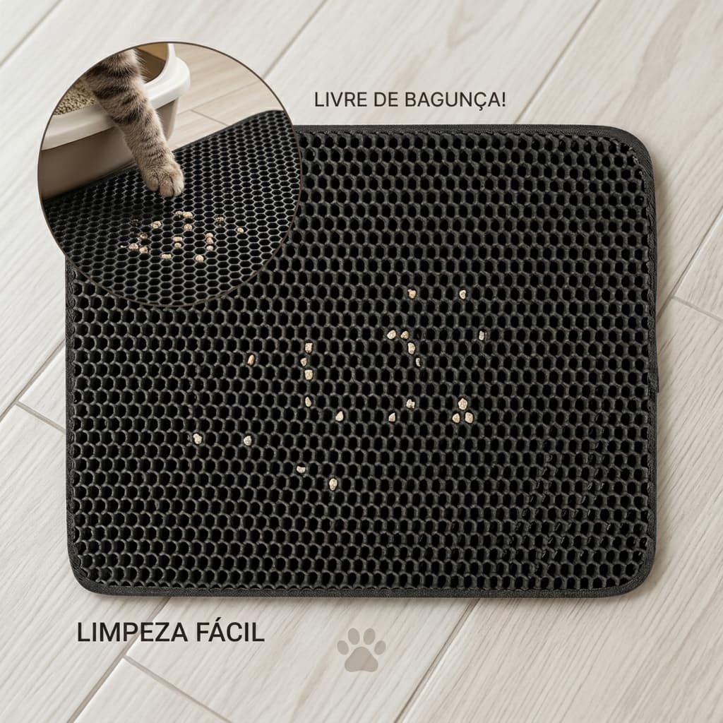 Tapete Higiênico EVA Coletor de Areia Para Gato Lavável Dupla Camada 55x75cm