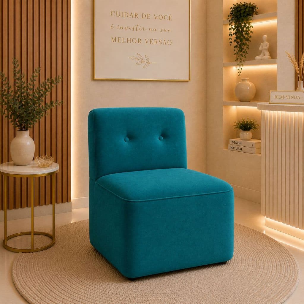 Poltrona Orgânica Margô Em Suede Para Decoração Moderna
