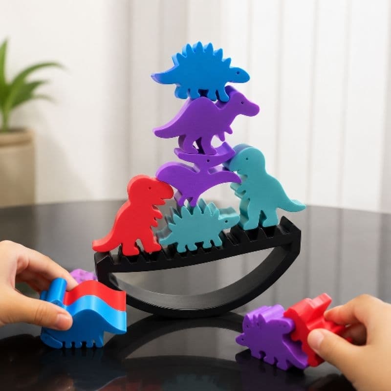 🦖 Jogo Equilíbrio Dinossauro Infantil Montar Empilhar Desafio Educativo Brinquedo