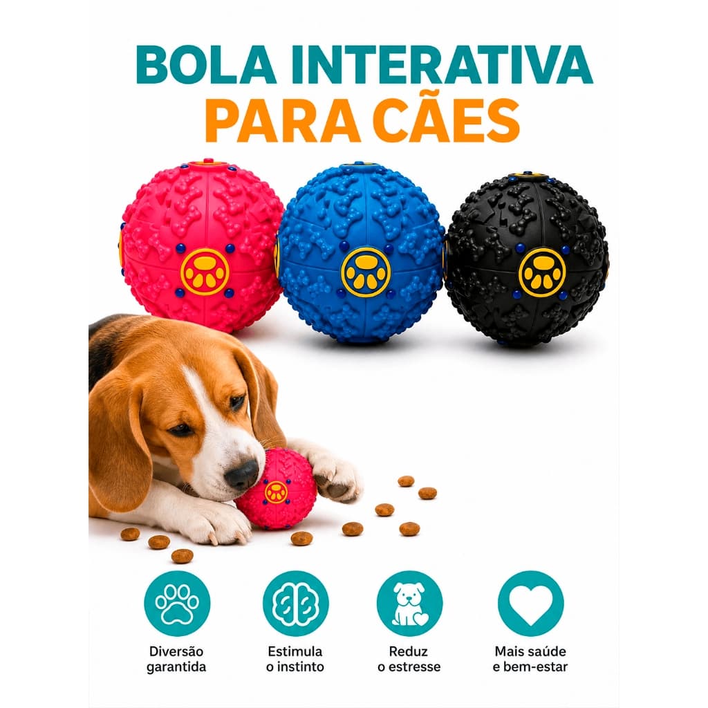 Bolinha Comedouro Lento Anti Estress e Ansiedade com Dispense de ração Pet e Cães Grandes