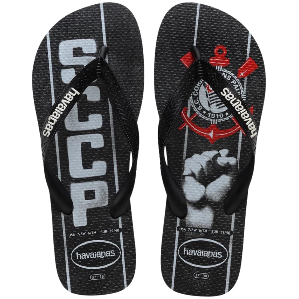 Havaianas Top Times Corinthians Preto Oficial – Chinelo Masculino – Tamanho 45/46