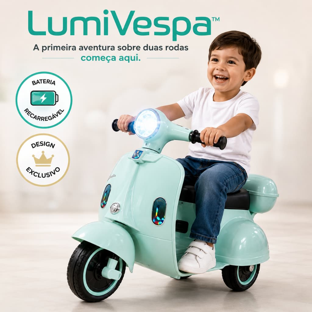 Moto Elétrica Infantil 6V Scooter Recarregável Tiffany com Luzes e Sons Brinquedo Motorizado