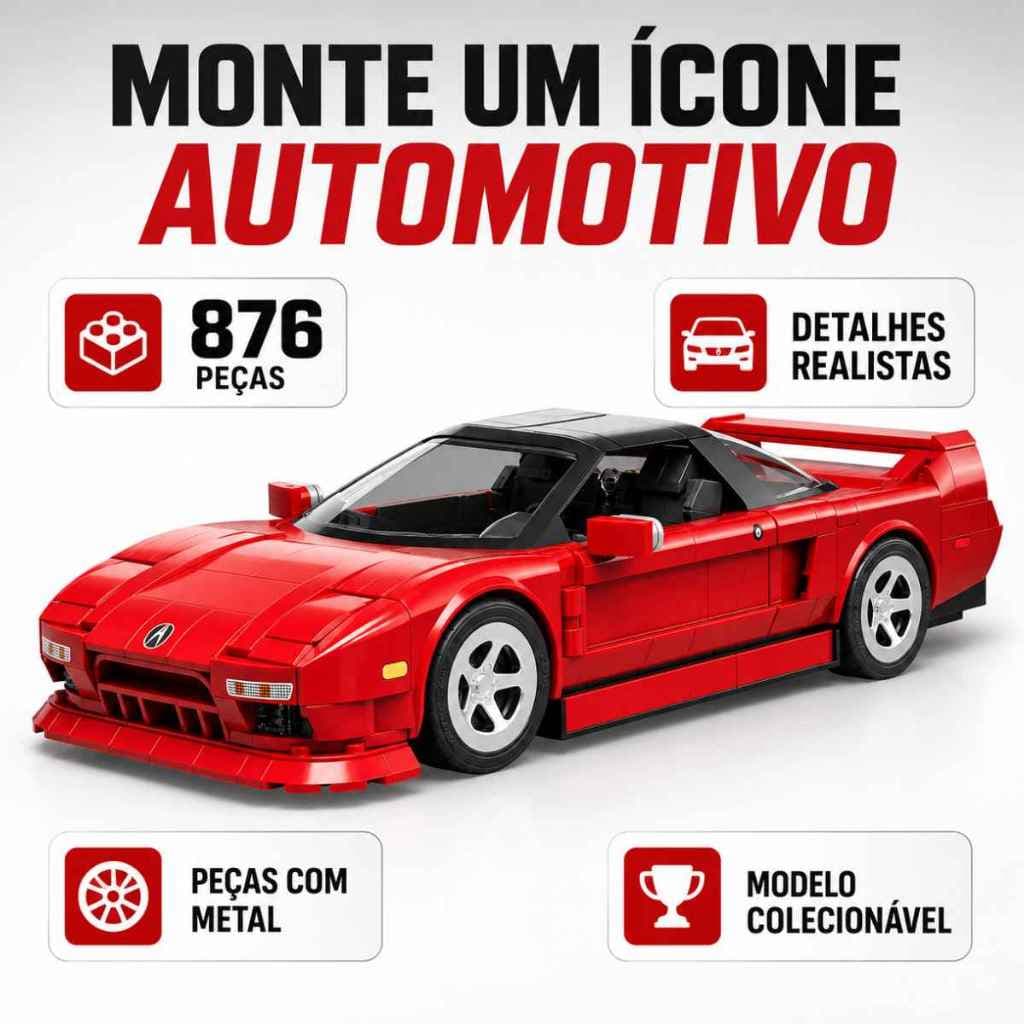 Carro Blocos de Montar Hot Wheels Acura NSX 876 Peças Mattel
