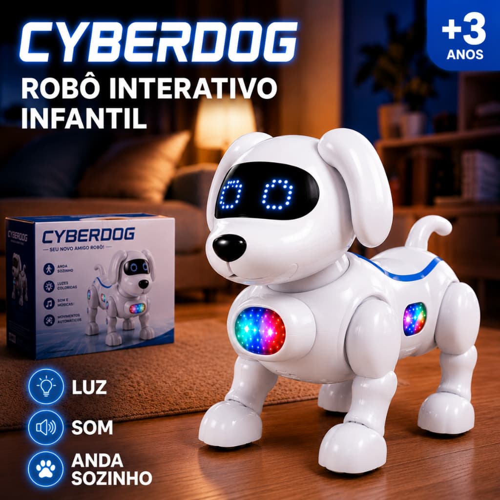 Robô Cachorro Interativo Infantil Cyberdog Luz Som Anda Sozinho +3 Anos