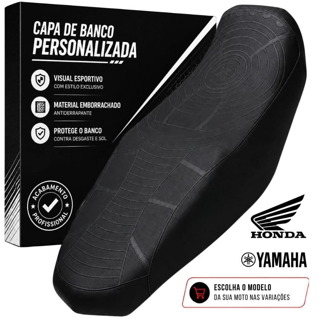 Capa Banco Moto Honda Yamaha Titan Fan Start YBR Factor Fazer XTZ 125 150 160 Emborrachada Antiderrapante Esportiva