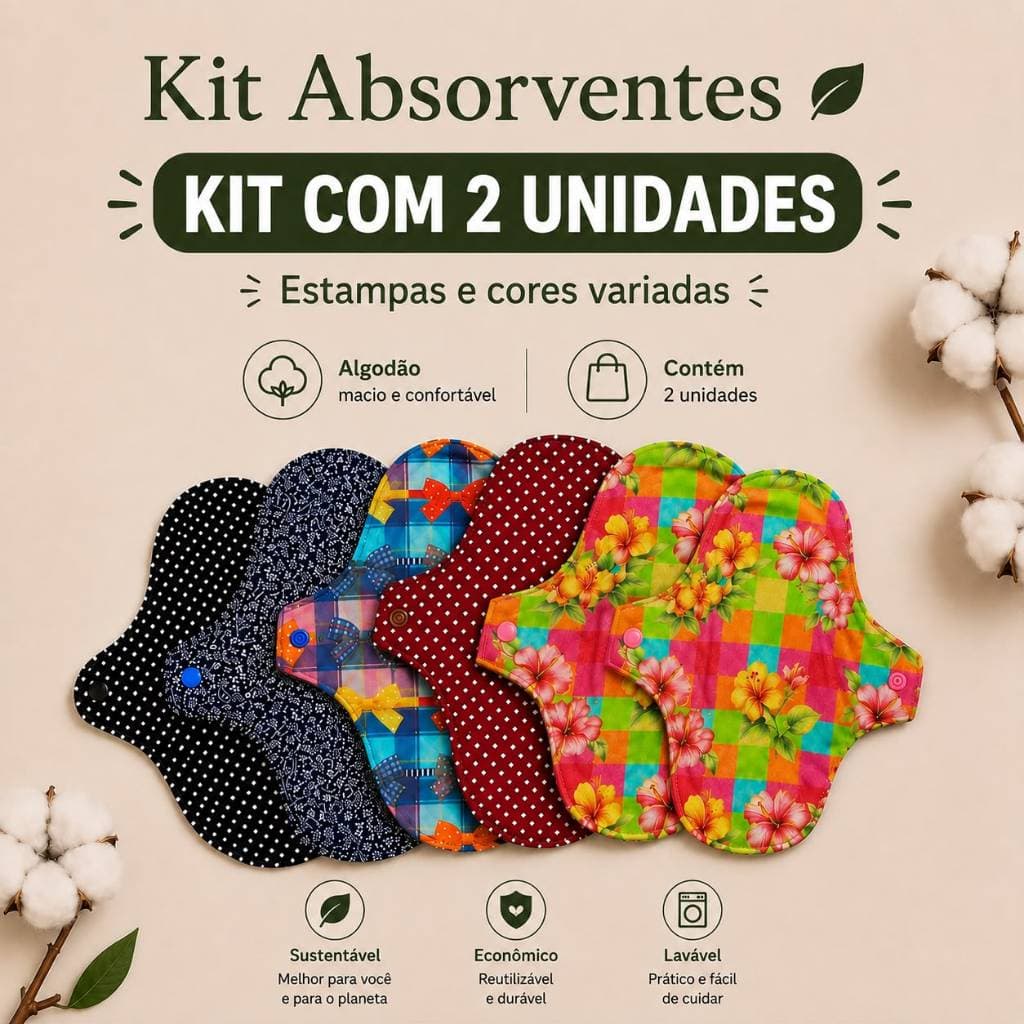 Kit 2 Absorventes Ecológico Menstrual Impermeável