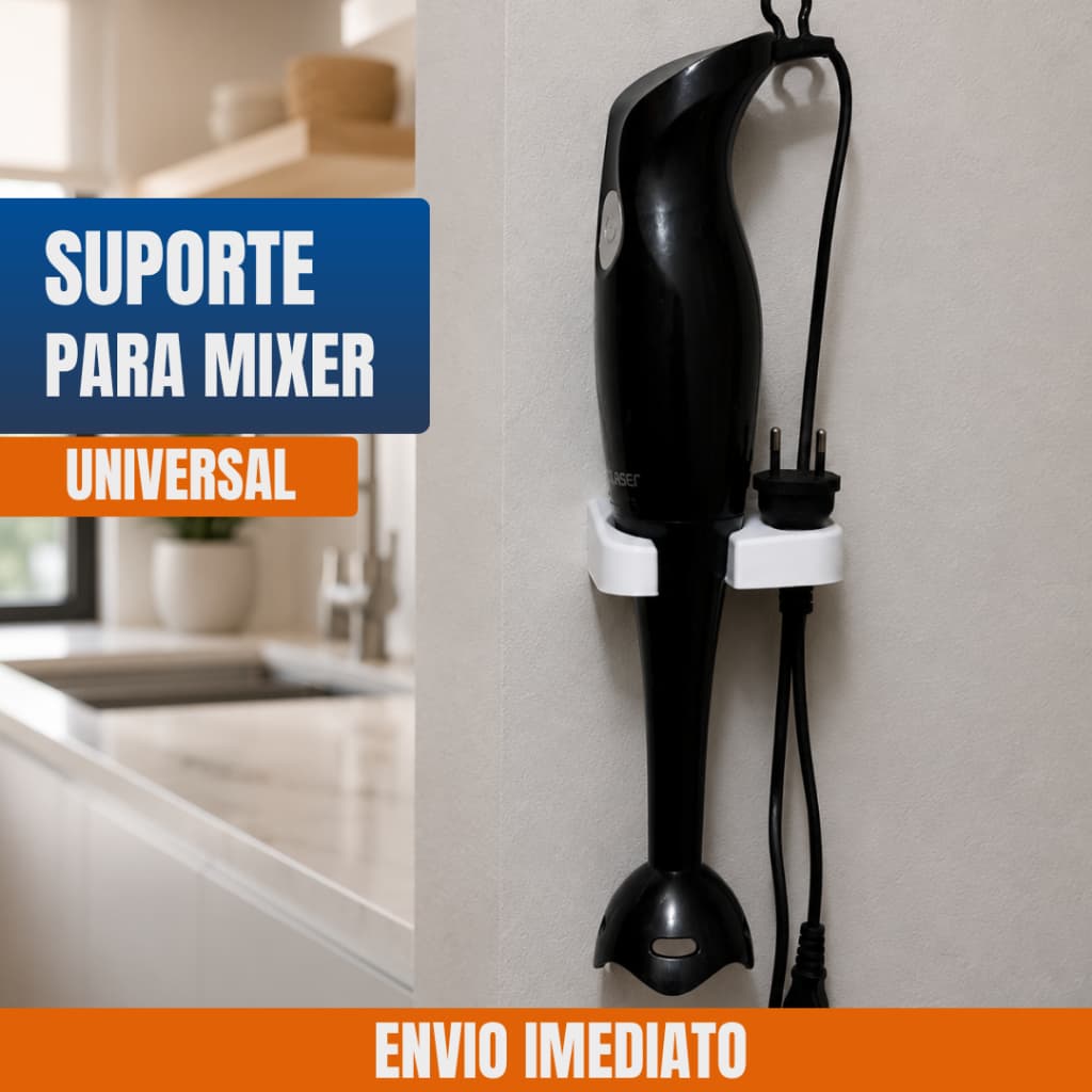 Suporte de parede Para Mixer na cozinha – Universal compatível com diversos modelos, acompanha parafuso e bucha