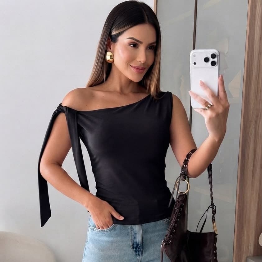 Blusa ombro só,  blusa ombro a ombro amarração