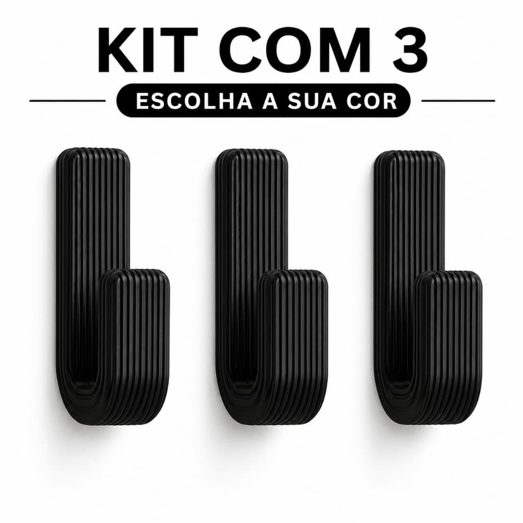 Kit 3 Ganchos De Parede Suporte Adesivos Fita 3M Dupla Face Porta Toalha Roupas Banheiro Cozinha Multiuso Resi