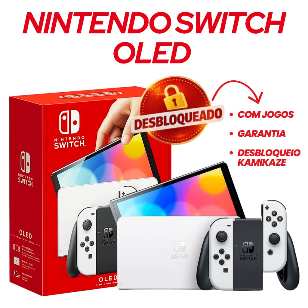 Nintendo Switch OLED Desbloqueado Novo + Cartão SD Original + Garantia