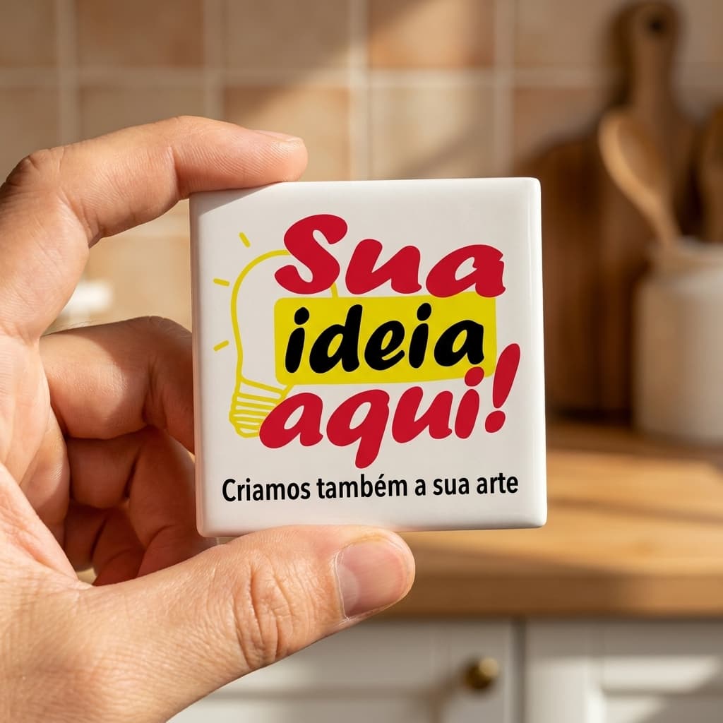 Kit 10 Ímã de Geladeira Personalizado Mini Azulejo Cerâmica Foto Logo Frase Lembrancinha 5x5 / 7x7