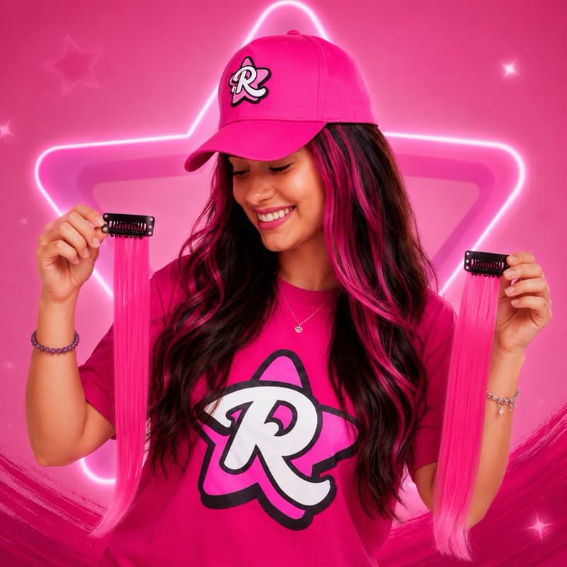 Mecha Colorida Rosa Pink Tic Tac | Aplique de Cabelo Colorido | Extensão de Cabelo Removível | Estilo Emilly Vick