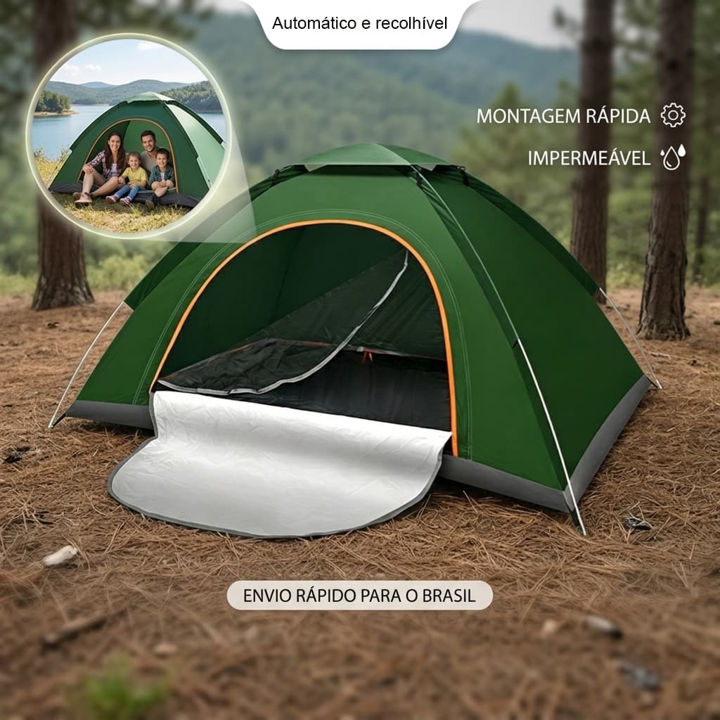 Barraca de Acampamento Automática 1-4 Pessoas Impermeável Montagem Rápida 3 Tamanhos
