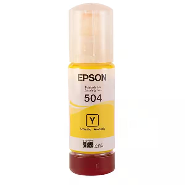 Refil Tinta Epson Ecotank T504422 Amarelo 504 Original 70ml Rendimento Até 6000 Páginas