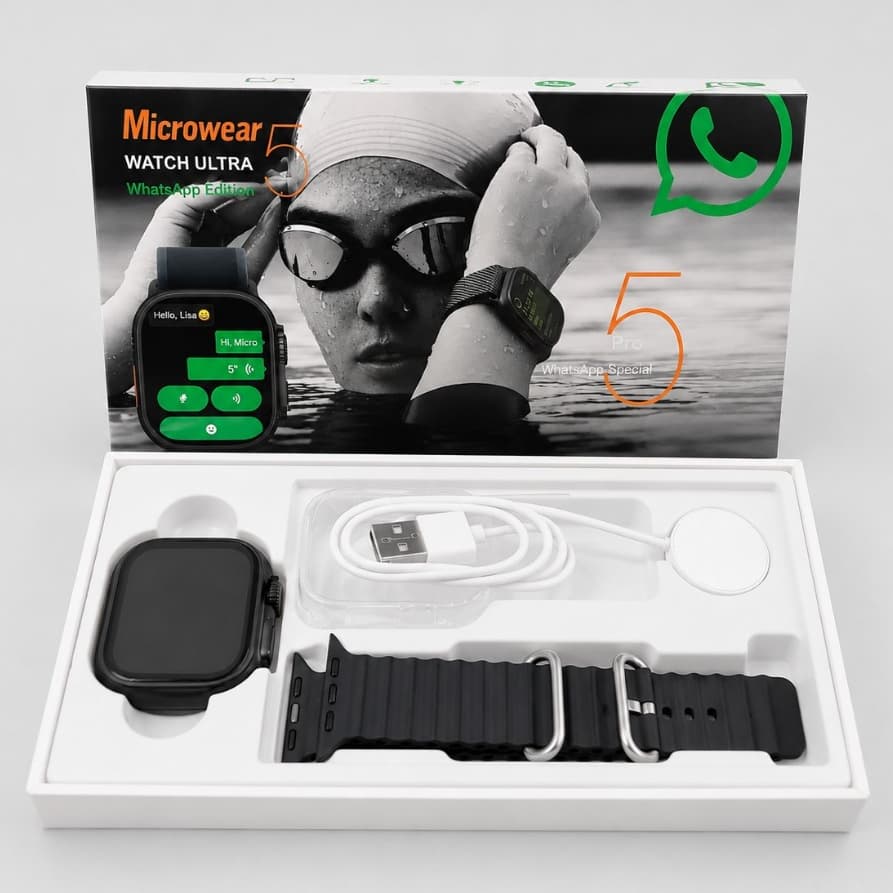 Smartwatch Microwear Ultra 5 Pro Chamadas Bluetooth WhatsAPP Edition - PRETO