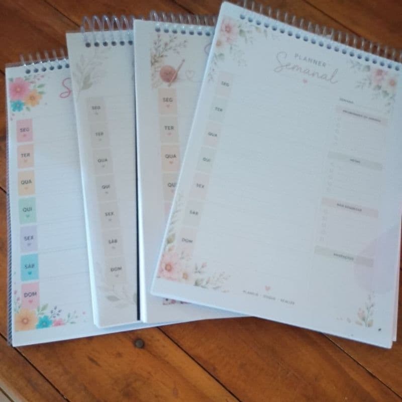 Planner Semanal A5 Permanente 50 Folhas | Agenda Sem Data | Organizador Semanal Espiralado