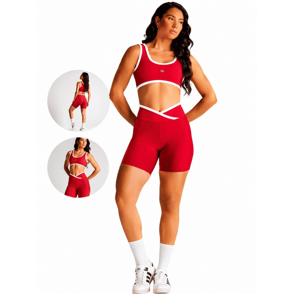 Conjunto Academia Feminino Short Biker e Top Sustentação Conjunto de Treino de Corrida e Academia Conjunto fitness