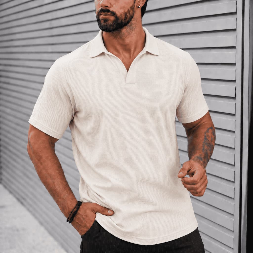 Camiseta Polo Masculina Italiana Texturizada Premium