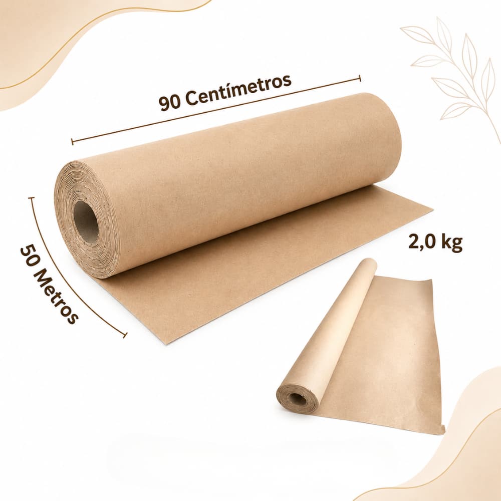 Papel Bobina Rolo Semi Kraft Pardo 90cmx50m Embalagem Presente Moldes Envelopamento Artesanato