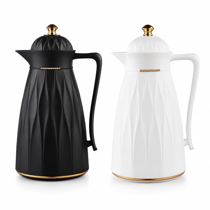 Garrafa Térmica Luxo 1L Café Chá Preta e Branca Premium Conserva Quente e Frio