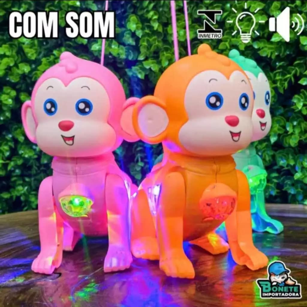 macaco de brinquedo com led e som