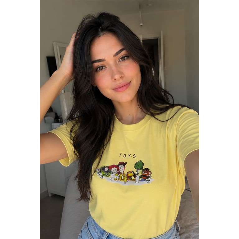 Camiseta Feminina T-shirt Algodão Básica Gola Redonda Toy Amarela Envio no Mesmo Dia
