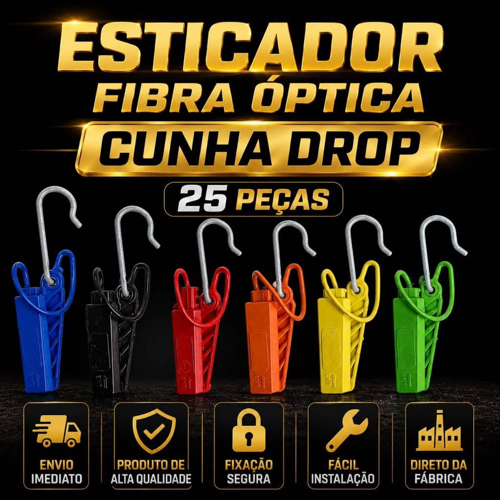 Kit 25 Peças Esticador Cunha Drop Fibra Óptica