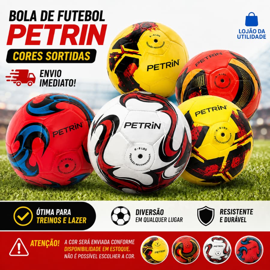 Bola de Futebol Campo Petrin Resistente para Treino Jogo e Lazer