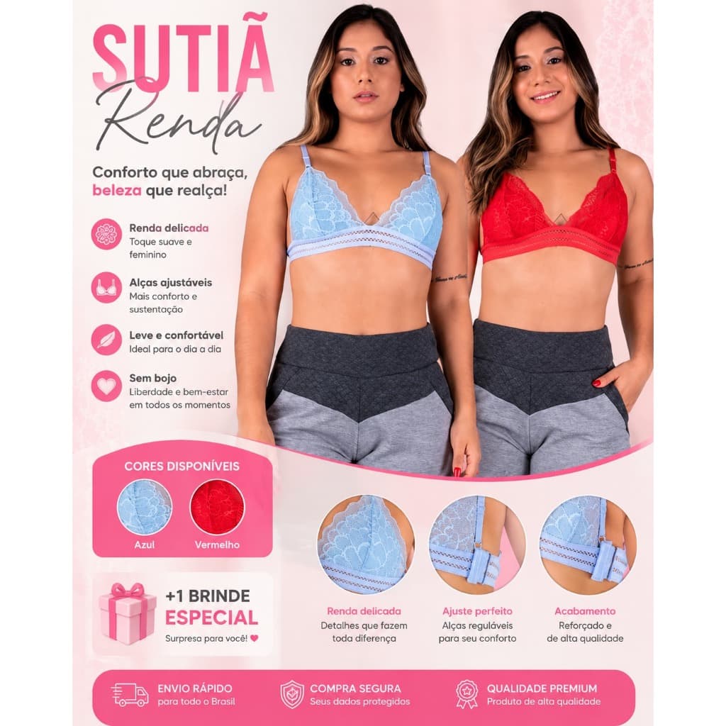 Kit de sutiã em renda + brinde